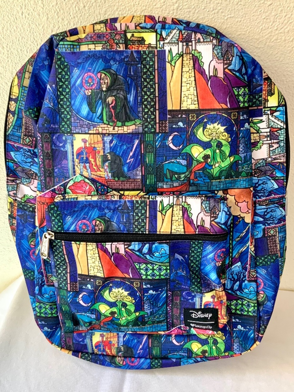 LIKE NEW! Disney Loungefly Beauty and the Beast Stained Glass Backpack